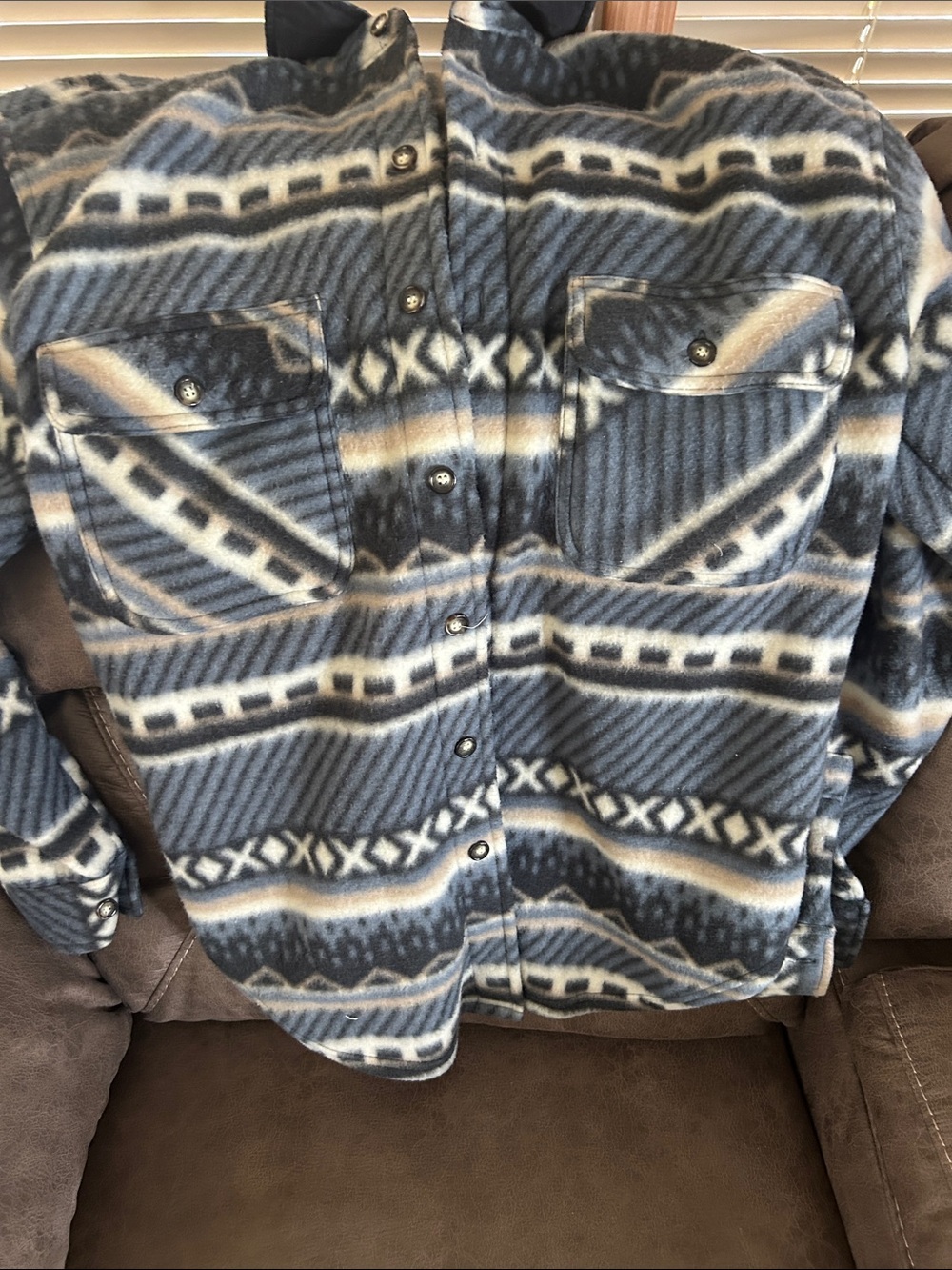 Lightweight Blue Patterned Shirt Jacket